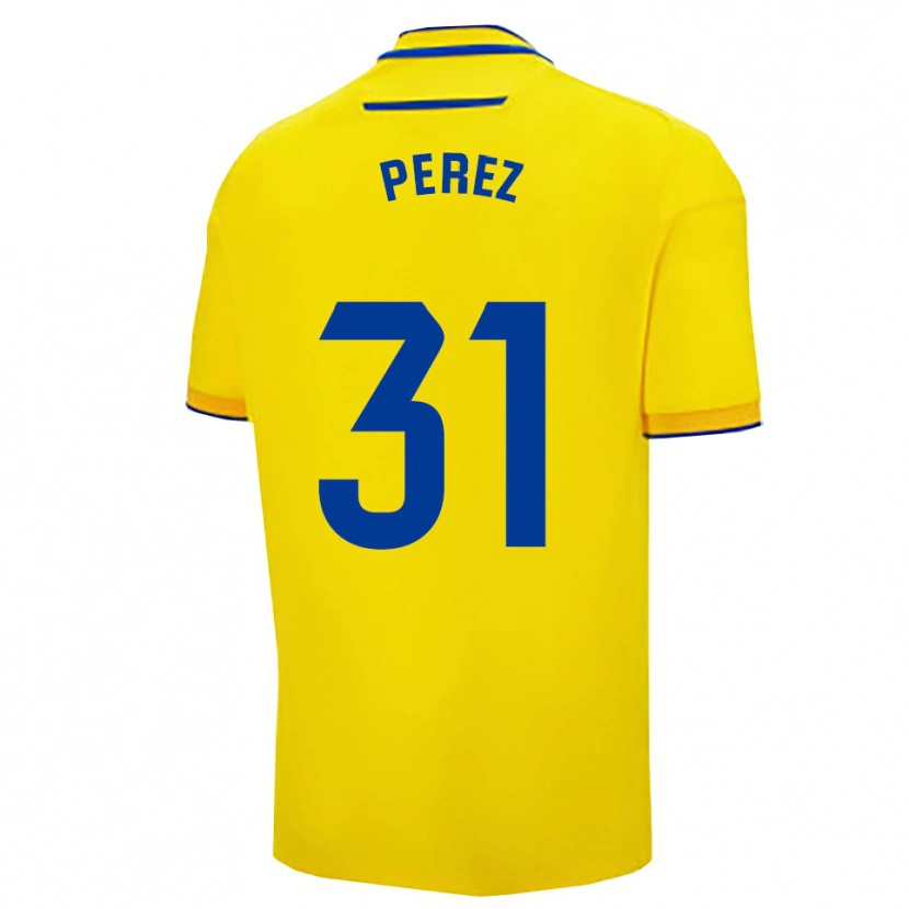Danxen Barn Ángel Pérez #31 Gul Marinblå Hemmatröja Matchtröjor 2025/26 Tröjor T-Tröja