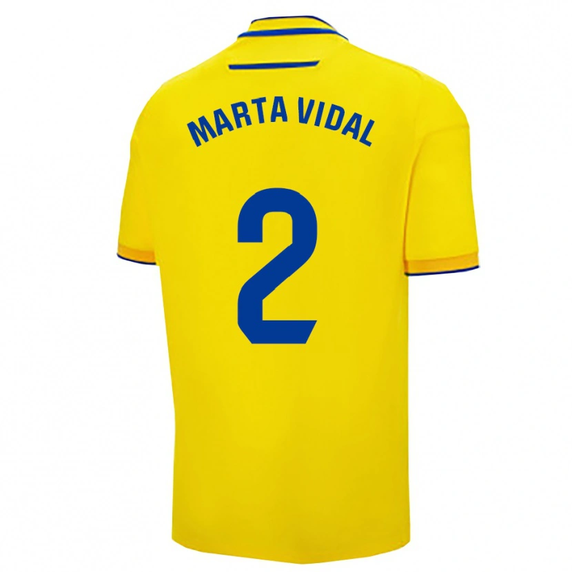 Danxen Barn Marta Vidal Vela #2 Gul Marinblå Hemmatröja Matchtröjor 2025/26 Tröjor T-Tröja