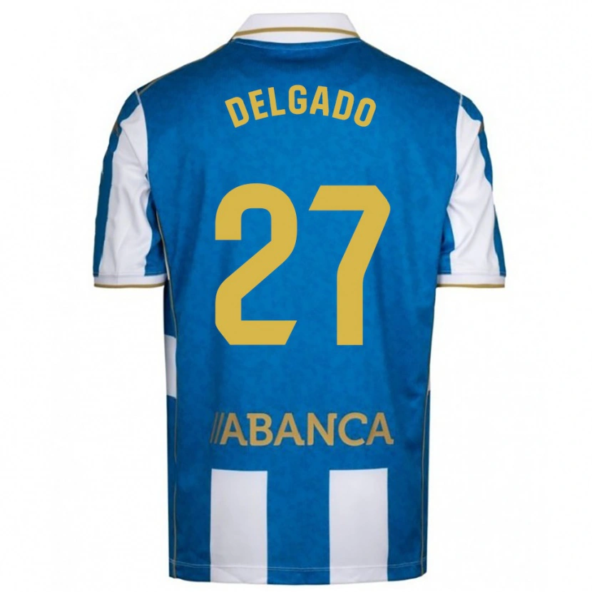 Danxen Barn Álex Delgado #27 Vit Blå Hemmatröja Matchtröjor 2025/26 Tröjor T-Tröja