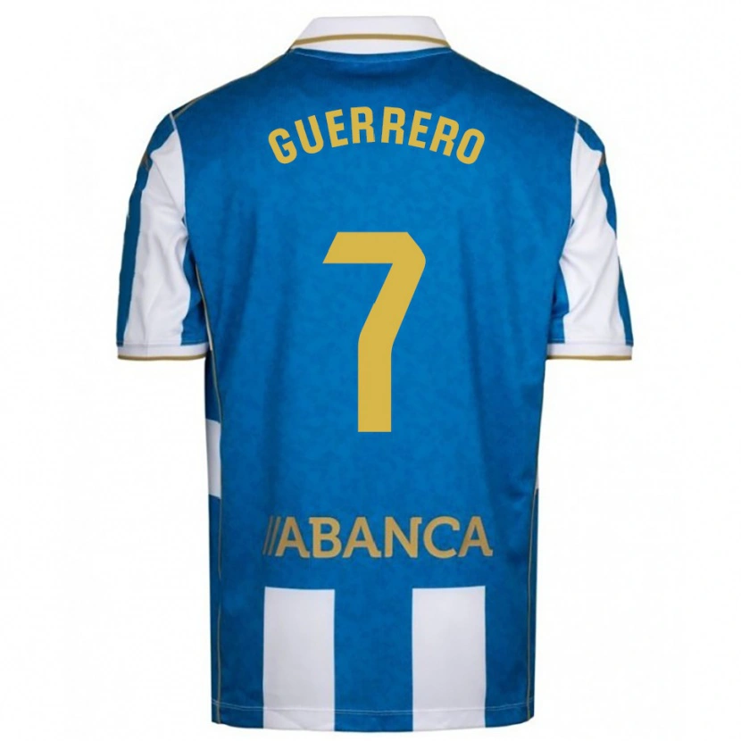 Danxen Barn Adrián Guerrero #7 Vit Blå Hemmatröja Matchtröjor 2025/26 Tröjor T-Tröja