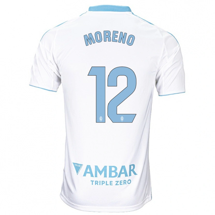 Danxen Barn Eloy Moreno #12 Vit Himmelsblå Hemmatröja Matchtröjor 2025/26 Tröjor T-Tröja