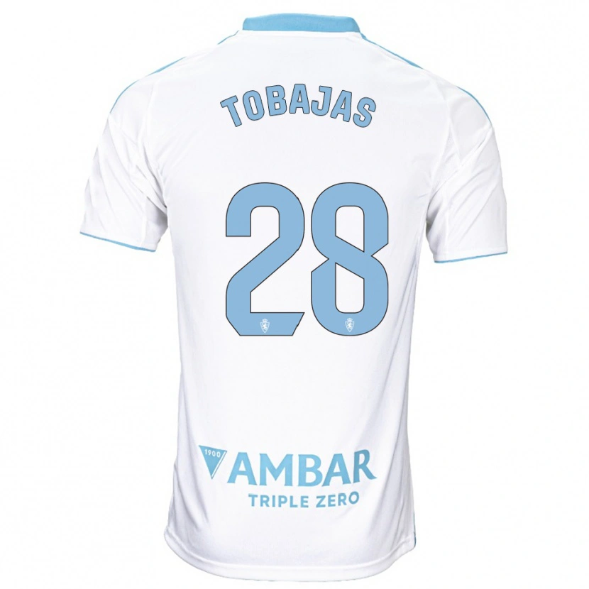 Danxen Barn Jaime Tobajas #28 Vit Himmelsblå Hemmatröja Matchtröjor 2025/26 Tröjor T-Tröja