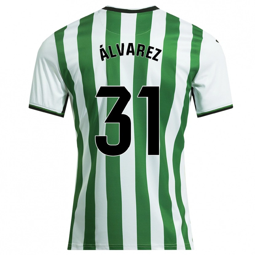 Danxen Barn Iker Álvarez #31 Vit Grön Hemmatröja Matchtröjor 2025/26 Tröjor T-Tröja