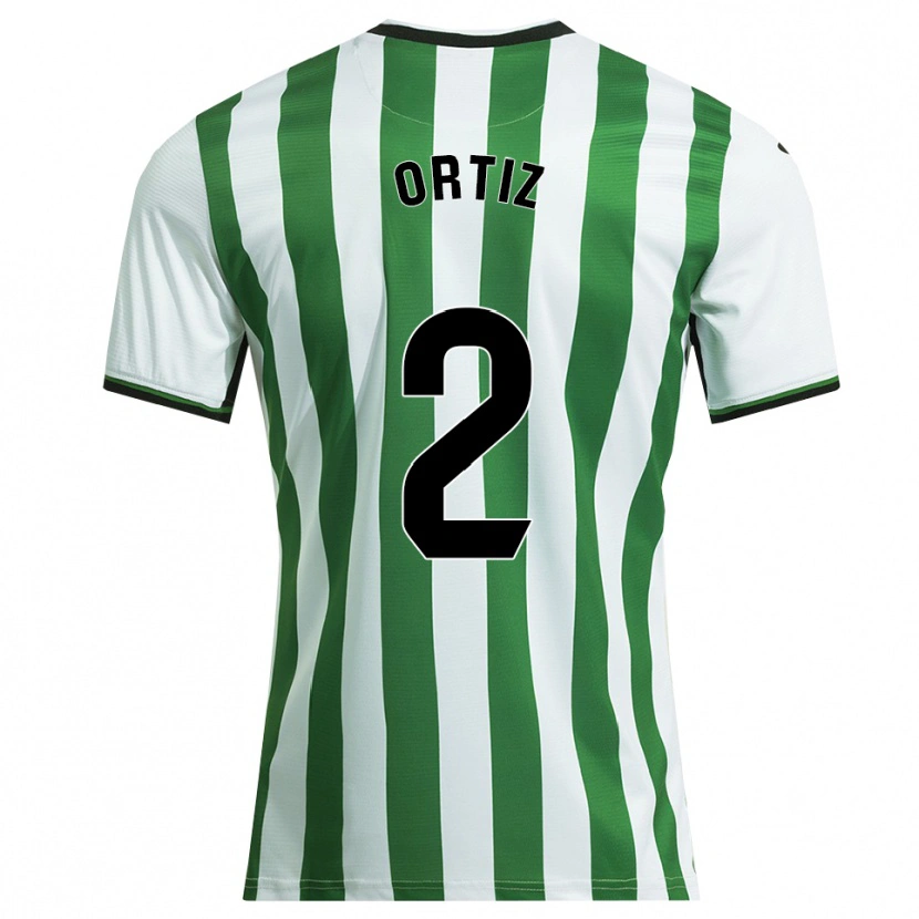 Danxen Barn Pedro Ortiz #2 Vit Grön Hemmatröja Matchtröjor 2025/26 Tröjor T-Tröja