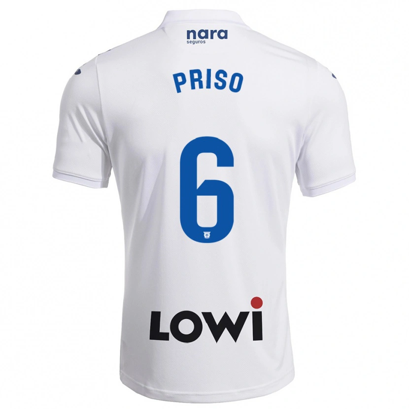 Danxen Barn Mike Priso #6 Vit Marinblå Hemmatröja Matchtröjor 2025/26 Tröjor T-Tröja