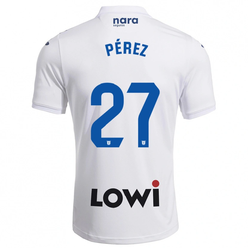 Danxen Barn Noé Pérez #27 Vit Marinblå Hemmatröja Matchtröjor 2025/26 Tröjor T-Tröja