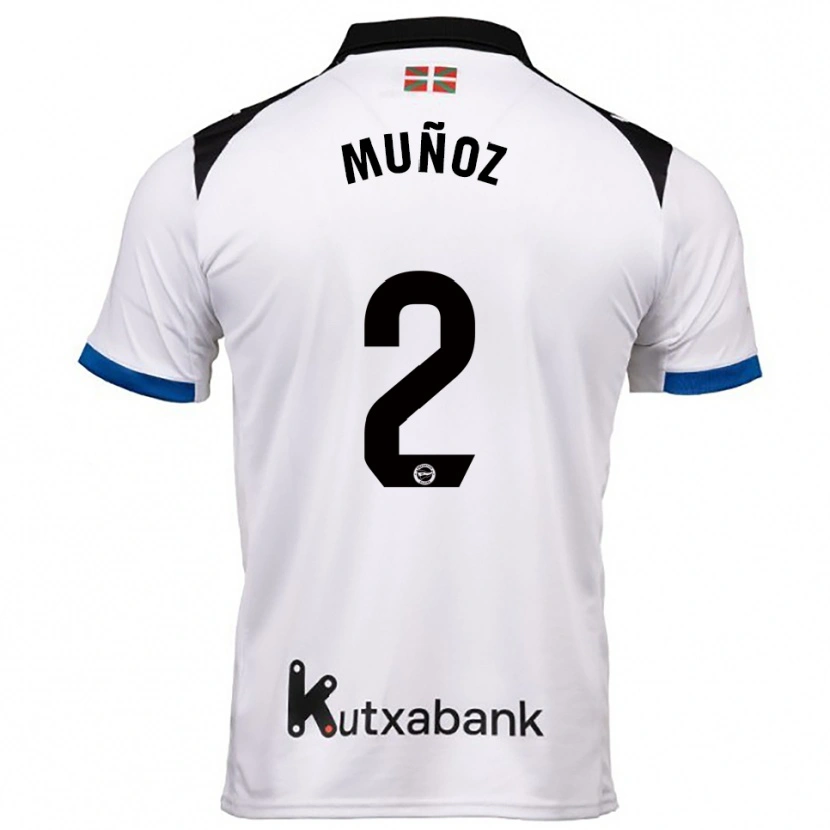 Danxen Barn Egoitz Muñoz #2 Vit Blå Bortatröja Matchtröjor 2025/26 Tröjor T-Tröja