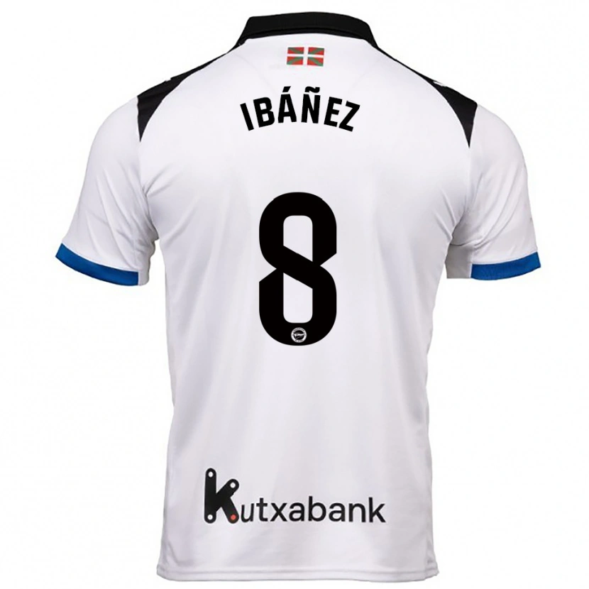 Danxen Barn Pablo Ibáñez #8 Vit Blå Bortatröja Matchtröjor 2025/26 Tröjor T-Tröja