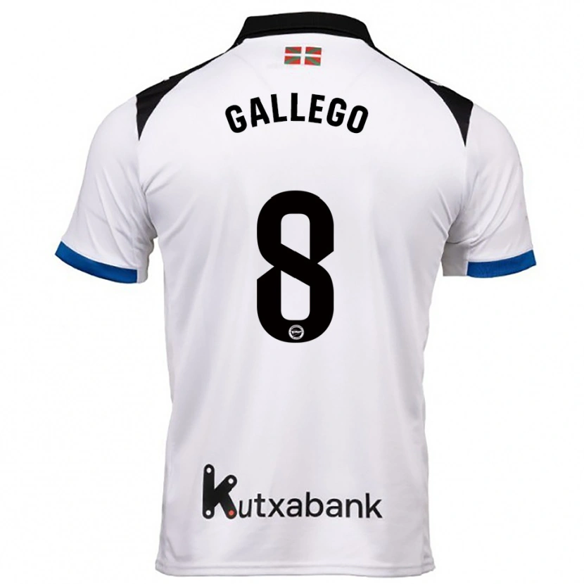 Danxen Barn Óscar Gallego #8 Vit Blå Bortatröja Matchtröjor 2025/26 Tröjor T-Tröja