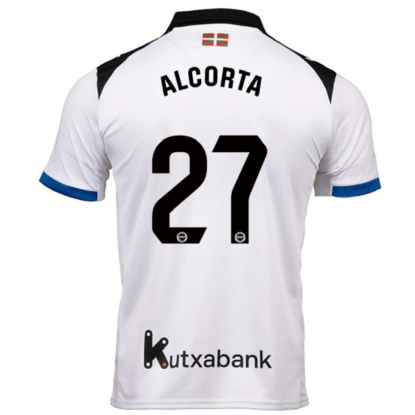 Danxen Barn Alaitz Alcorta #27 Vit Blå Bortatröja Matchtröjor 2025/26 Tröjor T-Tröja