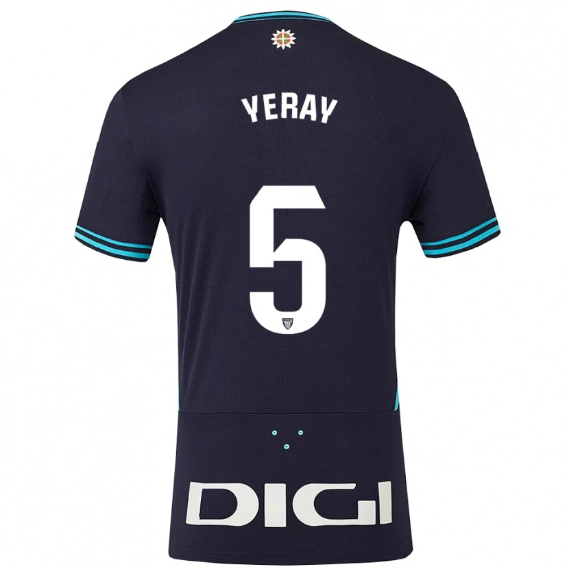 Danxen Barn Yeray Álvarez #5 Marinblå Himmelsblå Bortatröja Matchtröjor 2025/26 Tröjor T-Tröja