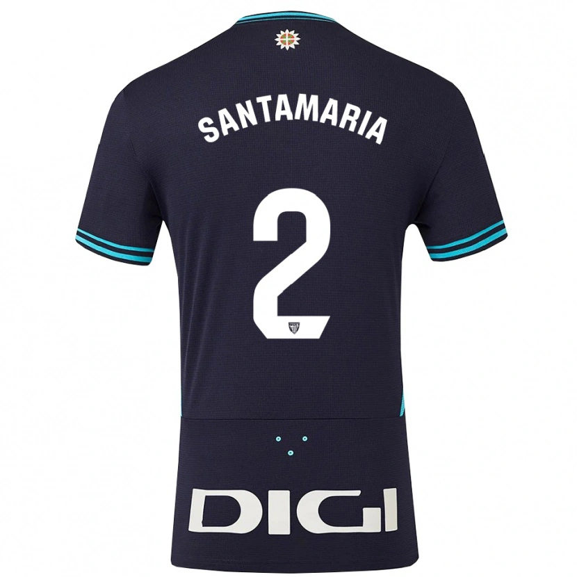 Danxen Barn Unai Santamaría #2 Marinblå Himmelsblå Bortatröja Matchtröjor 2025/26 Tröjor T-Tröja