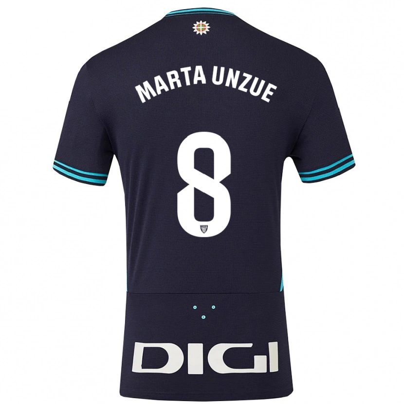 Danxen Barn Marta Unzué Urdániz #8 Marinblå Himmelsblå Bortatröja Matchtröjor 2025/26 Tröjor T-Tröja