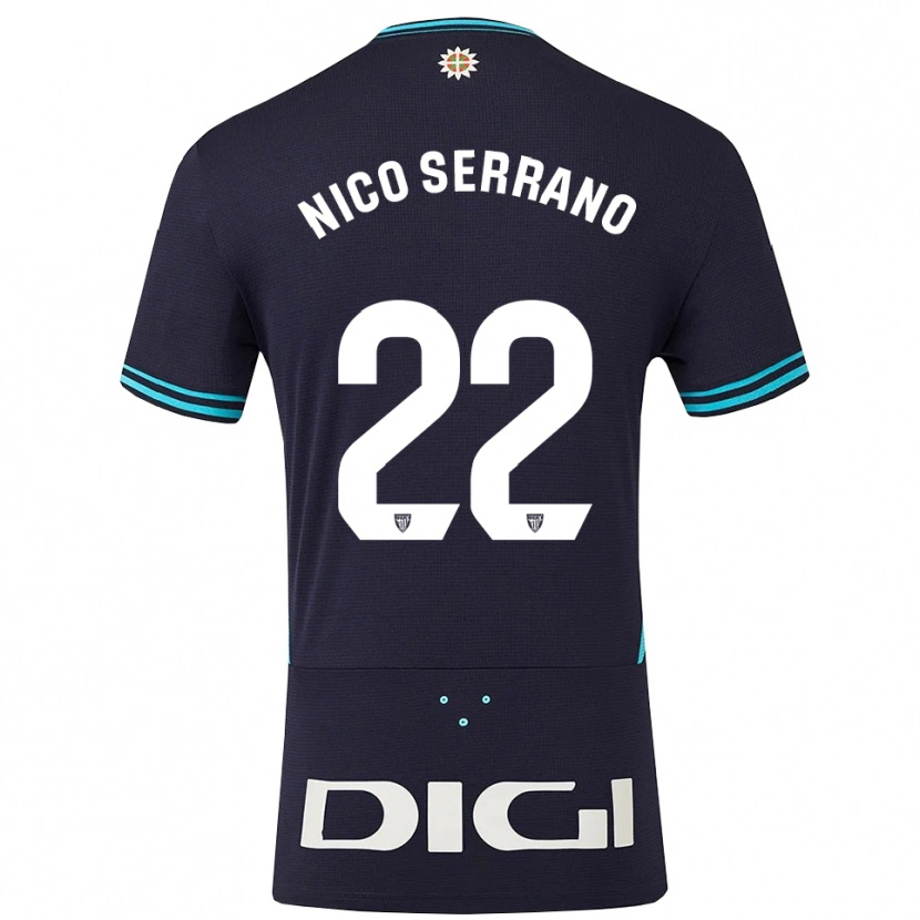 Danxen Barn Nico Serrano #22 Marinblå Himmelsblå Bortatröja Matchtröjor 2025/26 Tröjor T-Tröja