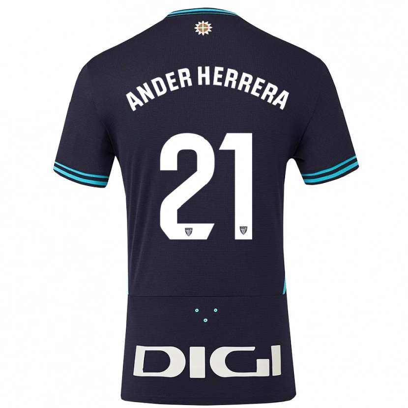 Danxen Barn Ander Herrera #21 Marinblå Himmelsblå Bortatröja Matchtröjor 2025/26 Tröjor T-Tröja