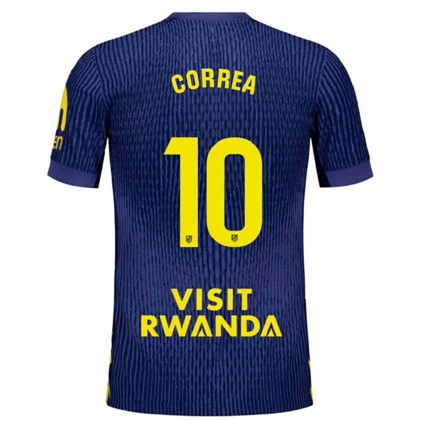 Danxen Barn Angel Correa #10 Marinblå Gul Bortatröja Matchtröjor 2025/26 Tröjor T-Tröja