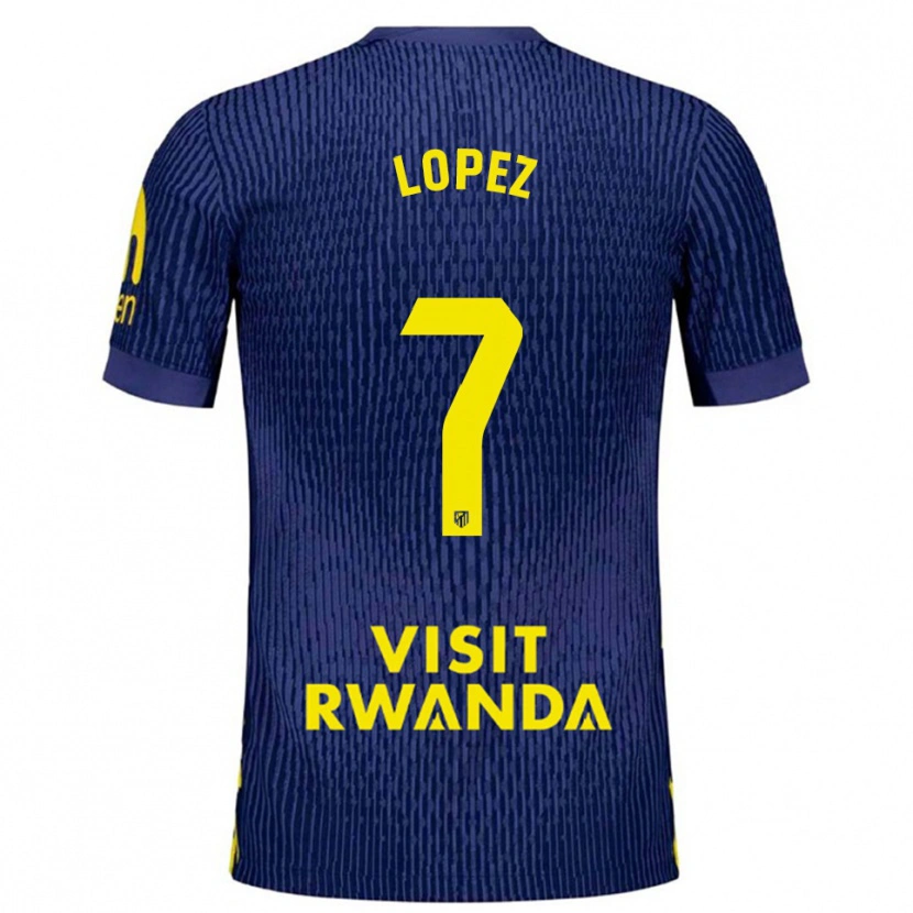 Danxen Barn Maitane Lopez #7 Marinblå Gul Bortatröja Matchtröjor 2025/26 Tröjor T-Tröja