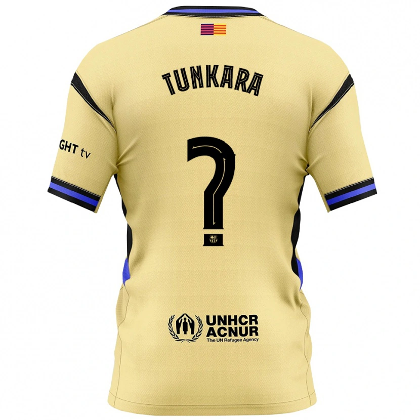 Danxen Barn Ebrima Tunkara #0 Gul Svart Bortatröja Matchtröjor 2025/26 Tröjor T-Tröja