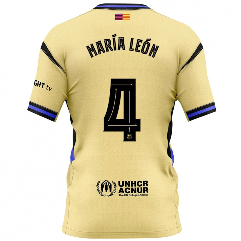 Danxen Barn María Pilar León #4 Gul Svart Bortatröja Matchtröjor 2025/26 Tröjor T-Tröja