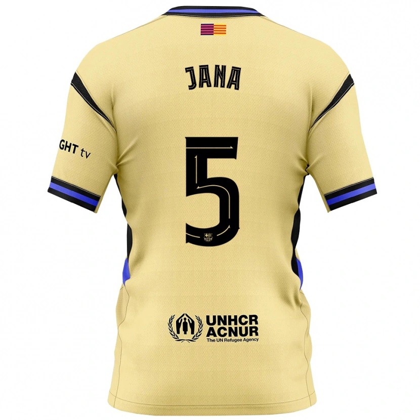 Danxen Barn Jana Fernández #5 Gul Svart Bortatröja Matchtröjor 2025/26 Tröjor T-Tröja