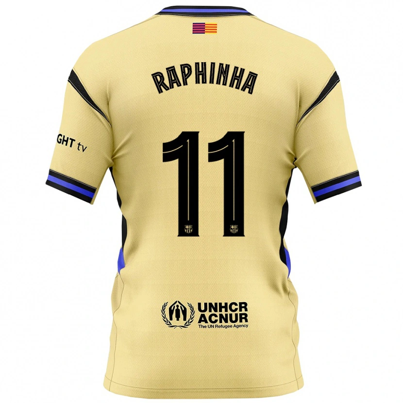 Danxen Barn Raphinha #11 Gul Svart Bortatröja Matchtröjor 2025/26 Tröjor T-Tröja