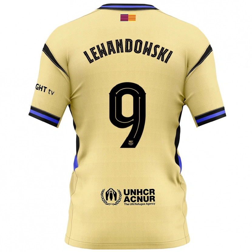 Danxen Barn Robert Lewandowski #9 Gul Svart Bortatröja Matchtröjor 2025/26 Tröjor T-Tröja
