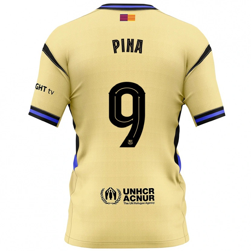 Danxen Barn Claudia Pina Medina #9 Gul Svart Bortatröja Matchtröjor 2025/26 Tröjor T-Tröja