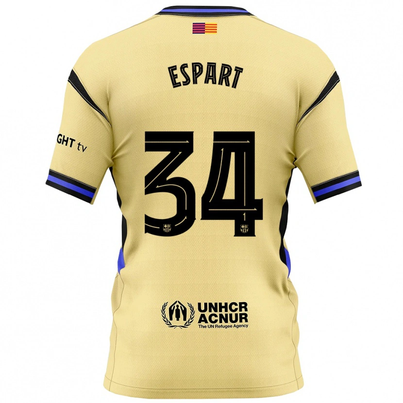 Danxen Barn Xavi Espart #34 Gul Svart Bortatröja Matchtröjor 2025/26 Tröjor T-Tröja
