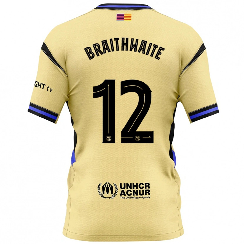 Danxen Barn Martin Braithwaite #12 Gul Svart Bortatröja Matchtröjor 2025/26 Tröjor T-Tröja
