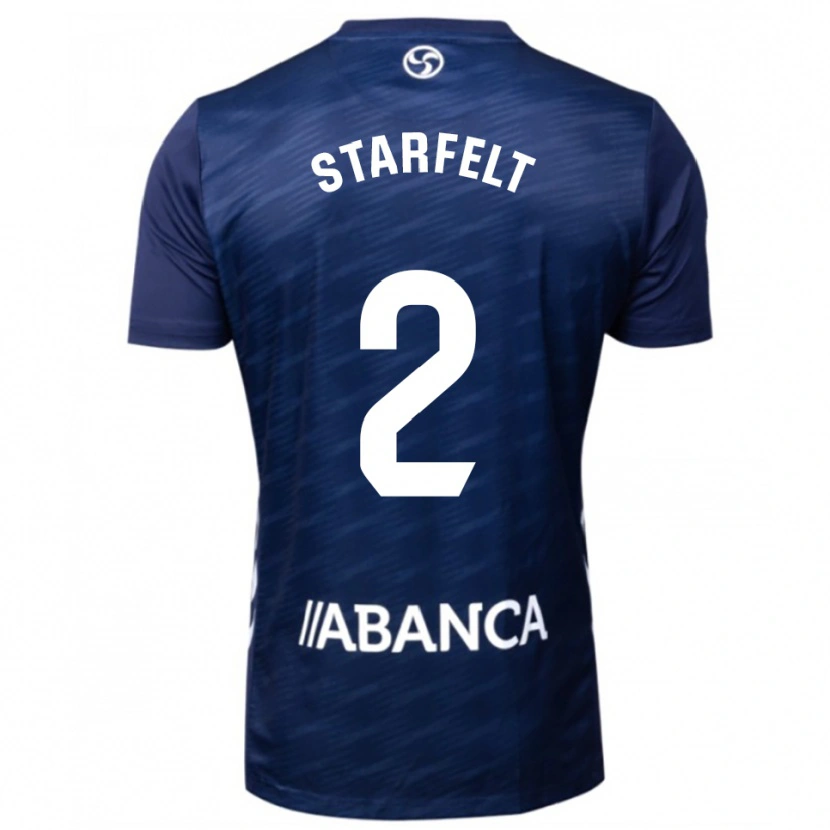 Danxen Barn Carl Starfelt #2 Marinblå Vit Bortatröja Matchtröjor 2025/26 Tröjor T-Tröja