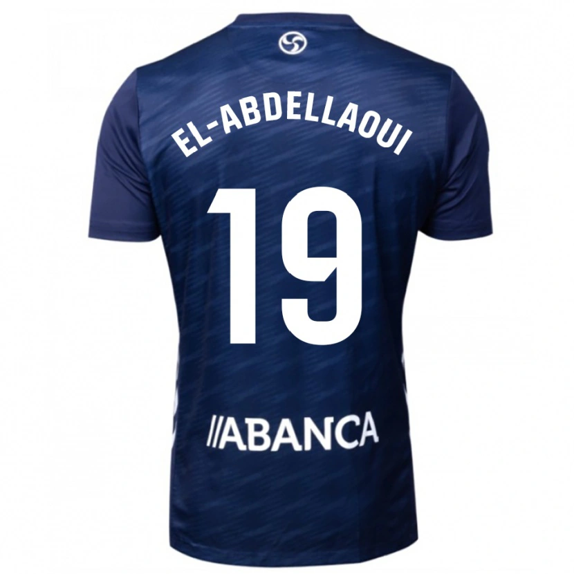 Danxen Barn Jones El-Abdellaoui #19 Marinblå Vit Bortatröja Matchtröjor 2025/26 Tröjor T-Tröja