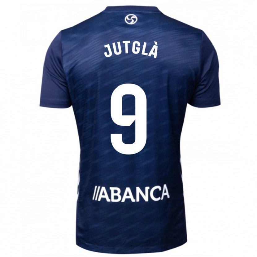 Danxen Barn Ferran Jutglà #9 Marinblå Vit Bortatröja Matchtröjor 2025/26 Tröjor T-Tröja