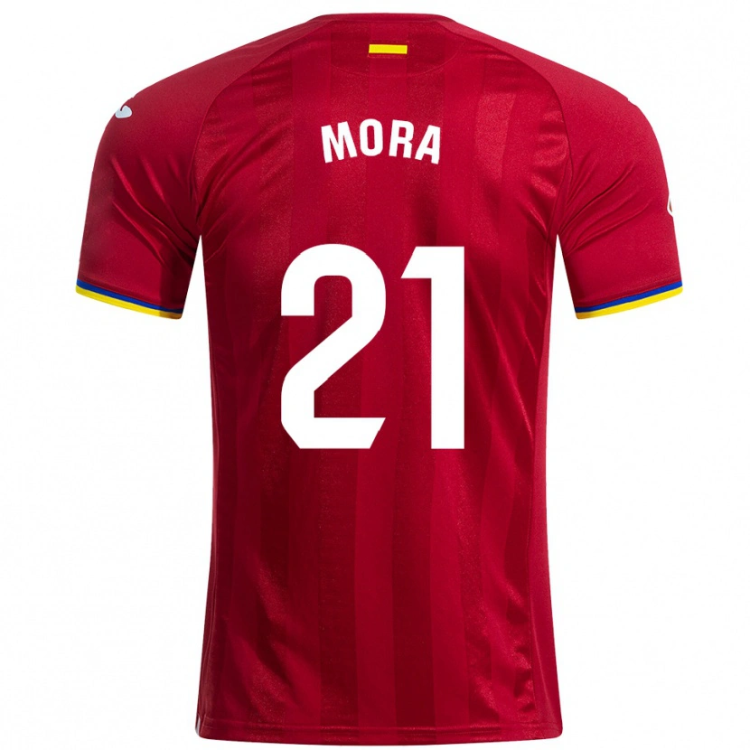 Danxen Barn Adrià Mora #21 Röd Gul Blå Bortatröja Matchtröjor 2025/26 Tröjor T-Tröja