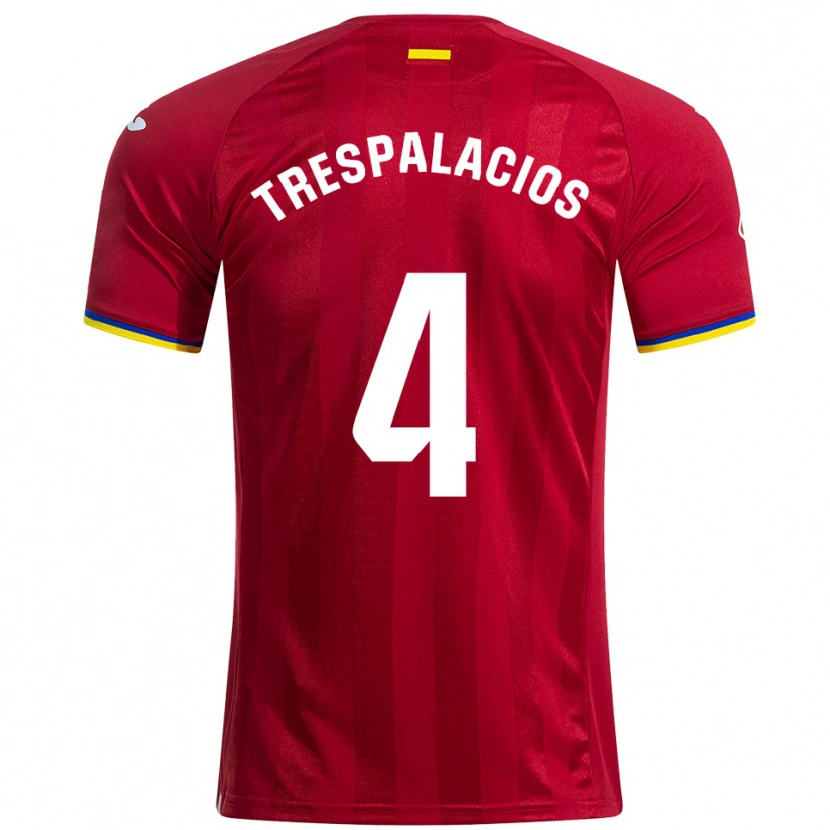 Danxen Barn Adrián Trespalacios #4 Röd Gul Blå Bortatröja Matchtröjor 2025/26 Tröjor T-Tröja