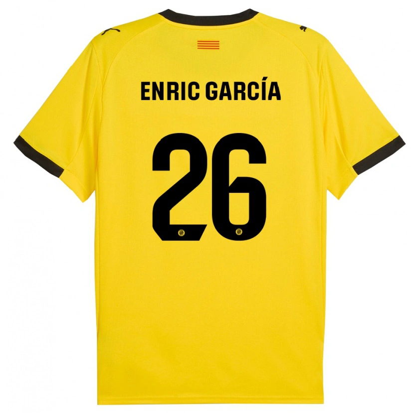 Danxen Barn Enric García #26 Gul Svart Bortatröja Matchtröjor 2025/26 Tröjor T-Tröja