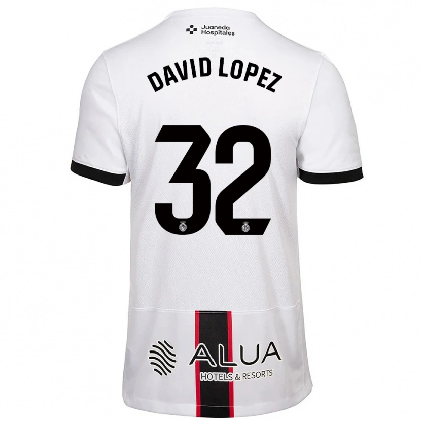 Danxen Barn David López #32 Vit Svart Bortatröja Matchtröjor 2025/26 Tröjor T-Tröja