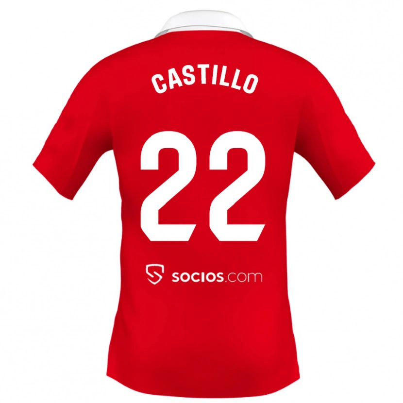 Danxen Barn José Castillo #22 Röd Vit Grå Bortatröja Matchtröjor 2025/26 Tröjor T-Tröja