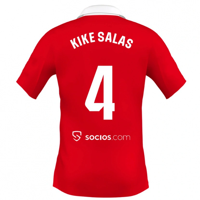 Danxen Barn Kike Salas #4 Röd Vit Grå Bortatröja Matchtröjor 2025/26 Tröjor T-Tröja