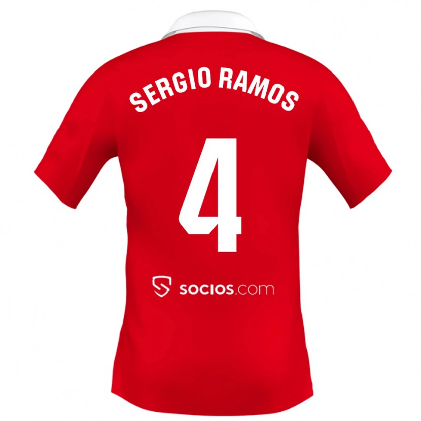 Danxen Barn Sergio Ramos #4 Röd Vit Grå Bortatröja Matchtröjor 2025/26 Tröjor T-Tröja