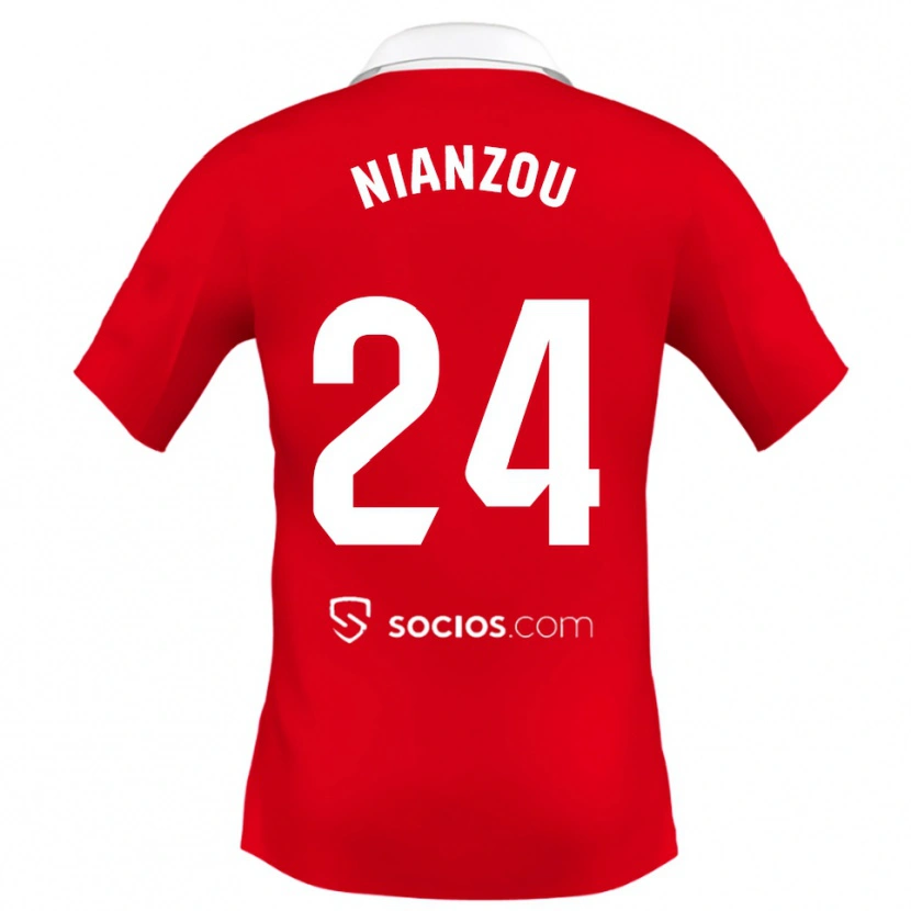 Danxen Barn Tanguy Nianzou #24 Röd Vit Grå Bortatröja Matchtröjor 2025/26 Tröjor T-Tröja