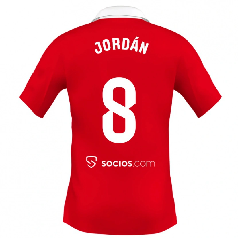 Danxen Barn Joan Jordán #8 Röd Vit Grå Bortatröja Matchtröjor 2025/26 Tröjor T-Tröja