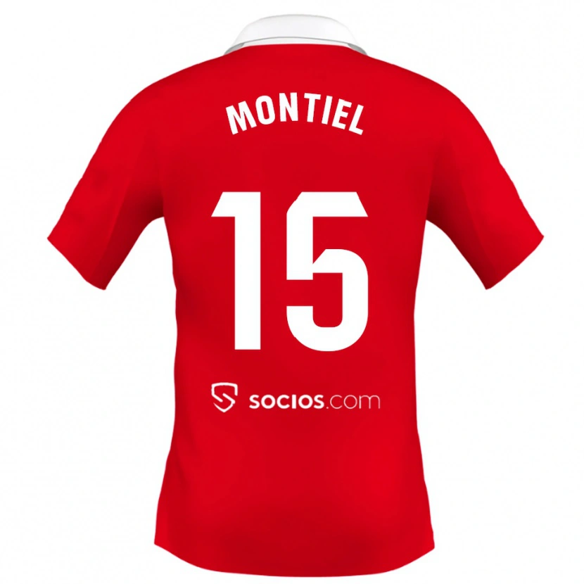 Danxen Barn Gonzalo Montiel #15 Röd Vit Grå Bortatröja Matchtröjor 2025/26 Tröjor T-Tröja
