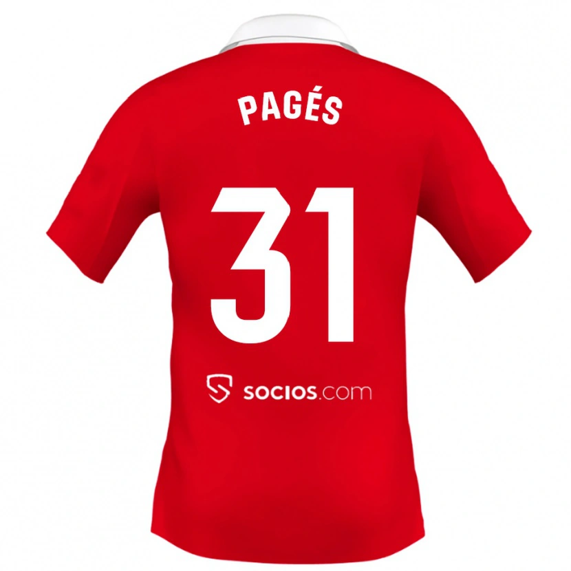 Danxen Barn Lukas Pagés #31 Röd Vit Grå Bortatröja Matchtröjor 2025/26 Tröjor T-Tröja