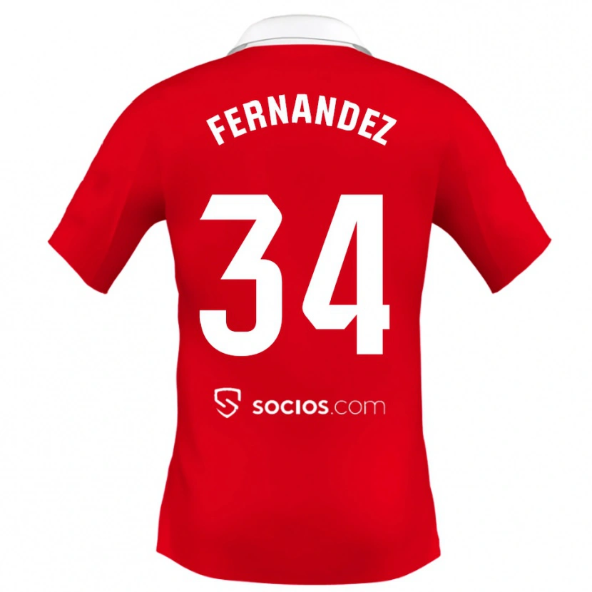 Danxen Barn Marc Fernández #34 Röd Vit Grå Bortatröja Matchtröjor 2025/26 Tröjor T-Tröja