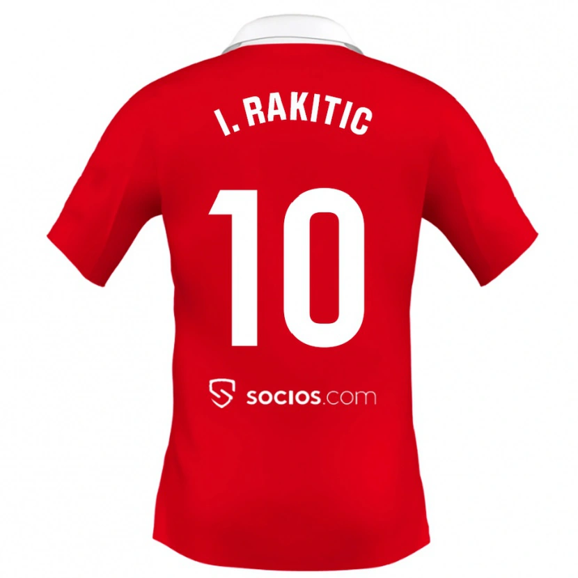 Danxen Barn Ivan Rakitic #10 Röd Vit Grå Bortatröja Matchtröjor 2025/26 Tröjor T-Tröja