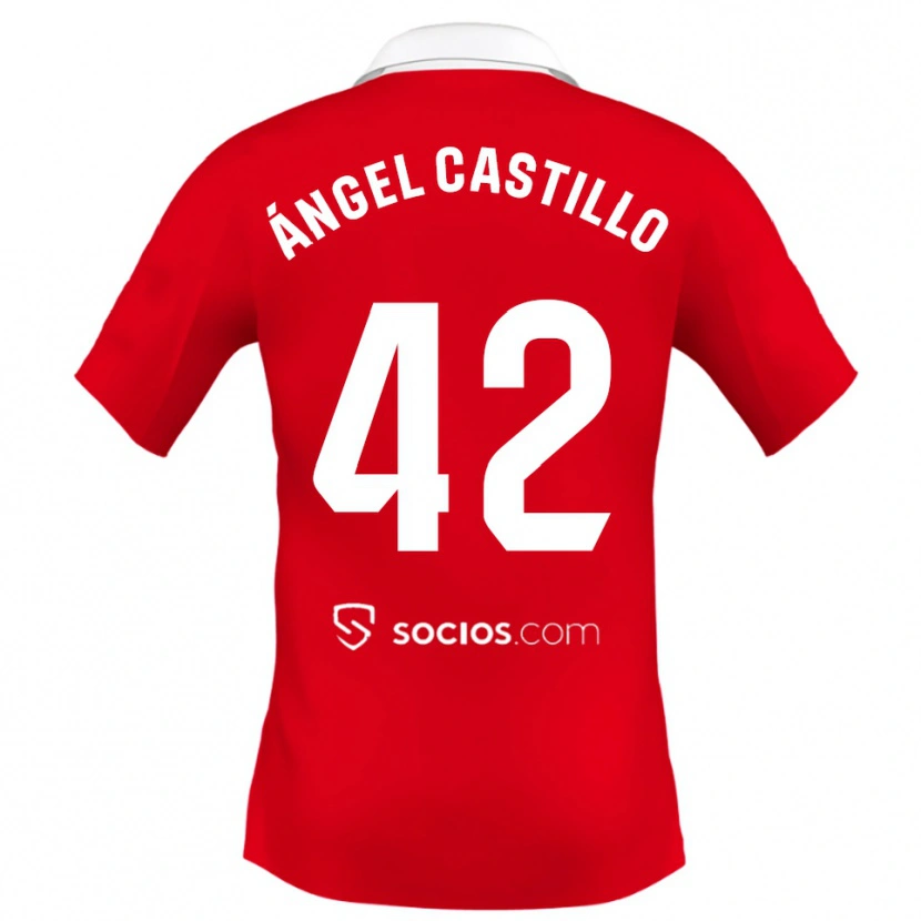 Danxen Barn Manuel Ángel Castillo #42 Röd Vit Grå Bortatröja Matchtröjor 2025/26 Tröjor T-Tröja