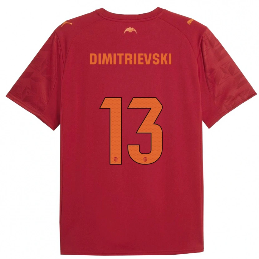 Danxen Barn Stole Dimitrievski #13 Röd Orange Bortatröja Matchtröjor 2025/26 Tröjor T-Tröja