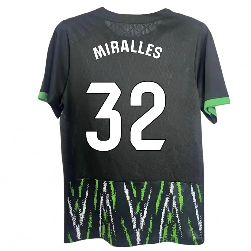 Danxen Barn Álvaro Miralles #32 Svart Grön Bortatröja Matchtröjor 2025/26 Tröjor T-Tröja