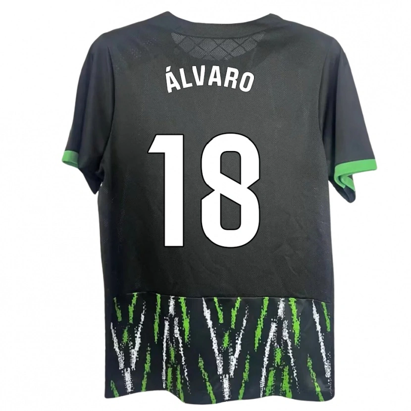 Danxen Barn Álvaro Rodríguez #18 Svart Grön Bortatröja Matchtröjor 2025/26 Tröjor T-Tröja