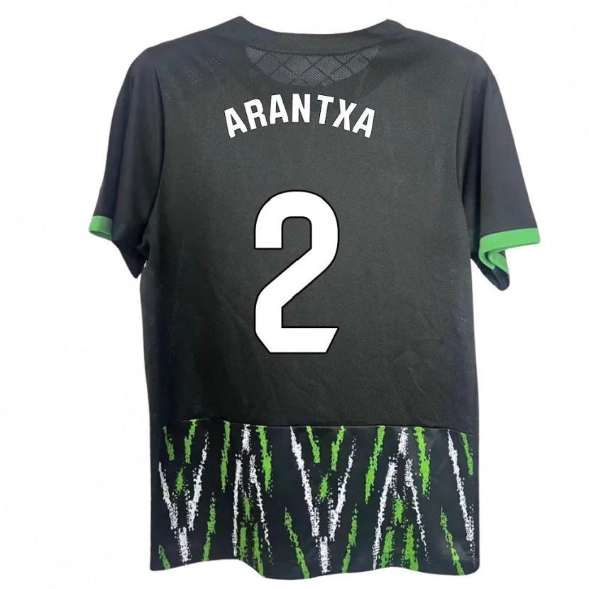 Danxen Barn Arantxa Perez Ochando #2 Svart Grön Bortatröja Matchtröjor 2025/26 Tröjor T-Tröja